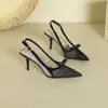 Nuevas Sandalias de Tacón Alto de Punta Aguda con Lazo Estilo Francés para Mujer, Sandalias de Lunares con Punta Aguda Poco Profunda, Sandalias de Tacón de Aguja