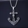 Brújula de Punta de Lanza Vikinga Europea y Americana Colgante de Acero de Titanio Collar con Colgante de Acero Inoxidable Rúnico Retro Joyería al por Mayor