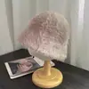 Chapéu de Pescador Outono e Inverno, Chapéu Bucket de Pelo de Coelho, Chapéu Versátil de Pelúcia com Cobertura Facial Quente, Chapéu de Inverno para Afinar o Rosto com Aba Larga