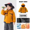 Abrigo de invierno estilo europeo para niños, impermeable, forrado de polar, ropa nueva para niños, conjunto de invierno cálido para niños y bebés