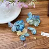 Pendientes de Flor Azul con Borlas Super Hada de Verano para Mujer 2025 Nuevo Estilo Hermoso Estilo de Resort Junto al Mar Pendientes Exagerados Pendientes