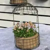 Gaiola de Pássaro de Ferro Cesta Suspensa Arame Jardinagem Mercearia Decoração de Jardim Exterior Grades Antigas de Flores Suporte para Vasos de Flores Suporte de Parede