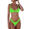 Amazon Comercio Exterior Ropa de Baño Bikini 2024 Nuevo Europeo y Americano Sexy Básico Color Sólido Top de Tubo Bikini de Pierna Dividida para Mujer