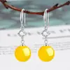 Aretes Taimizhi Jewelry de Ágata Blanca Natural con Circonita para Mujer Ganchos de Oreja de Ágata Azul Aretes de Calcedonia Verde con Rubí