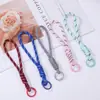 Cordão Colorido de Renda para Celular Tira de Pulso Anti-perda Trançada Artesanal Criativa Pingente Chaveiro de Miçangas Perler Dopamina