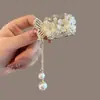 Orquídea lírio rabo de cavalo alto clipe artefato fixo grampo de cabelo feminino parte de trás da cabeça rosa franja bola cabeça grampo de cabelo
