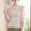 Top para Mamá Nueva Mujer Puntada Estilizada Talla Grande Mediana Edad y Mayor Camisa Pequeña Elegante Manga Siete Ropa para Mujer 40-60 Años