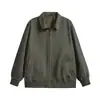 Jaqueta Harrington lavada de algodão puro de peso pesado para homens, primavera e outono, estilo old money, casaco com gola virada, roupa de trabalho masculina, gola de baseball, comércio exterior