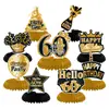 Guirlanda de decoração de aniversário transfronteiriça ornamento pendurado espiral banner de aniversário de 40 50 60 anos decoração pendurada ornamento de favo de mel