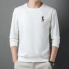 Camiseta de Manga Larga de Algodón Puro Paul para Hombre, Sudadera de Marca de Moda Otoño e Invierno Bordada de Gama Alta con Cuello Redondo, Camiseta Base de Corteholgado