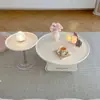 Mesa de Centro Retro de Crema Francesa Apartamento Pequeño Acrílico Redonda Moderna Hogar Sala de Estar Combinación Simple Nueva Celebridad de Internet