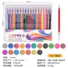 Caneta Gel Contorno Colorida com Glitter de Alta Capacidade para Estudante, Caneta Marcadora Highlighter para Planner Estudantil Infantil