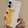 Adecuado para funda de teléfono Apple 18, funda protectora linda, canguro amarillo regordete paseando al perro, funda espacial para iPhone 17