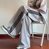 Pantalones de Rayas para Hombre Primavera Sueltos Rectos Pierna Ancha Pantalones Deportivos Juveniles 2025 Nuevos Pantalones Casuales para Hombre