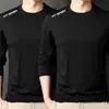 Nueva camiseta de manga larga para hombre 2026, top elástico de primavera y otoño, capa base holgada de peso pesado, camisa de manga corta para hombre