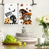 2 peças toalha de cozinha de microfibra pano de limpeza pano de prato estilo pastoral transfronteiriço xadrez preto e branco gato abóbora