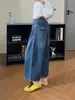 Jeans Retro Azules de Pierna Curva para Mujer Primavera Otoño Nuevo Tallas Grandes Forma de Pera Baja Cubren Caderas Adelgazantes Pantalones de Pierna Ancha