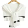 Nuevo Chal de Punto Suave con Bloques de Color para Mujer Estilo Coreano Rayado Ropa Exterior para Aire Acondicionado Primavera Camisa de Hombro Chaleco Negro