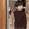 Camiseta Infantil de Veludo Dupla Face, Roupa de Outono e Inverno para Meninos e Meninas, Camiseta Elegante de Manga Comprida, Gola Alta, Blusa Quente