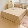 Sábanas de algodón lavado al agua hipoalergénicas de una sola pieza, sábanas de cuadros simples de par individual, sábanas y fundas de almohada individuales para dormitorio y hogar, venta al por mayor