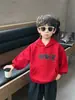 Q201 Moletom com capuz para meninos Primavera e Outono novo estilo infantil outono solto casual moda versão coreana versátil top moderno