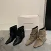 Botines retro estilo francés con tacón oculto, nueva colección otoño 2026 para mujer, con hebilla de cinturón y diseño estilo western, con detalles plisados y de caña apilada