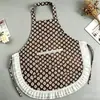 Avental floral de renda moderno, avental durável de algodão de bambu com amarração no pescoço para uso na cozinha, roupa de trabalho fofa para mulheres cozinhando em casa