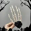 Acessório de cabeça de Halloween rosa caveira grampo de cabelo de tule para mulheres presilha lateral para cabelo acessório de festa cosplay decoração de mão de caveira