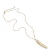 Nueva cadena de clavícula de aleación con plumas de moda transfronteriza europea y americana, collar largo simple para fotografía callejera, cadena para suéter para mujer