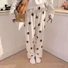 Pijama Feminino Outono Inverno 2026 Novo Desenho Animado Simples Estilo Japonês Laço Pijama Feminino Pode Ser Usado Fora Algodão Nuvem