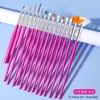 Set de 15 Pinceles para Uñas + 5 Plumas de Puntos Acrílicas, Plumas de Puntos con Brillo, Pinceles para Pintar, Pinceles Liner, Pinceles de Gel