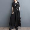 Ropa de Tallas Grandes para Mujer 2024 Verano Nuevo Holgado Oscuro Literario Moda Estampada Top y Pantalones de Pierna Ancha Conjunto de Dos Piezas para Mujer