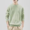Suéter de punto con cuello redondo Lyocell Tencel para hombre, temporada de otoño e invierno, engrosado, holgado, de manga larga, cálida camiseta básica