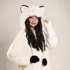 Nuevo Sombrero de Invierno para Mujer, Felpudo, Caliente, Forro Polar, Espeso, con Orejas de Gato Lindas, Sombrero Lei Feng para Montar