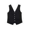 Chaleco Retro de Cuello en V sin Mangas Wanwei para Mujer Verano 2026 Nuevo Estilo Espalda con Caída Cuello Hueco Chaleco de Botón Único P5114