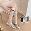 Calcetines Verticales con Lazo de Cinta Blanca Calcetines para Pantorrilla Manga Protectora Solar para Mujer Calcetines para Apilar Primavera Doble Propósito JK Universitario