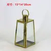 Lampião de Vento Estilo Europeu Suporte de Vela de Aço Inoxidável Lanterna de Vidro Dourada Lâmpada à Prova de Vento Lâmpada de Manteiga para Exterior Ornamento de Decoração
