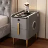 Mesitas de noche inteligentes personalizadas de fábrica con carga inalámbrica y cerraduras de huellas dactilares para proyectos de hoteles y alojamientos vacacionales, diseño moderno minimalista