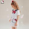 Vestido T-shirt Falso Duas Peças de Verão para Meninas 2025 Novo Desenho Animado Design Plissado Lateral Vestido Infantil Médio e Grande