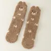 Meias Fofas Tridimensionais de Orelhas de Animal Peludas de Cano Médio Outono e Inverno Design de Desenho Animado Meias Grossas para Chão Meias de Dormir