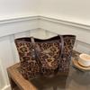 Bolsa de lã de veado com estampa de leopardo de grande capacidade, bolsa feminina europeia e americana, retrô, de alta qualidade, bolsa de ombro axila, tudo combinando