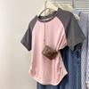 Camiseta Raglan de Manga Curta de Alta Qualidade Estilo Americano com Ombro Normal para Mulheres, Tamanho Plus Size, Novo Modelo de Verão 2025, Cobre a Barriga, Rejuvenescedora, Top Único