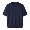 Novo Estilo Primavera/Verão 2026 85% Tencel + 15% Cashmere Gola Redonda Respirável Pulôver Camisa Básica Confortável e Estilosa Camiseta de Manga Curta