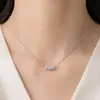Collar Cruz Sonrisa Sanshengshi Moissanita Otoño e Invierno para Mujer Cadena de Clavícula 3mm Moissanita Plata de Ley 925 Lujo Ligero Mujer