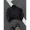 Jaqueta Bomber de Voo Estilo Americano Preta, Modelo Primavera e Outono, Gola Alta, Casaco Curto Largo Cleanfit, Marca Masculina Tendência com Toque de Luxo