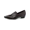 Zapatos de vestir planos minimalistas de piel de oveja para aumentar la altura 2026 otoño tacón medio punta cuadrada para ir al trabajo zapatos de cuero piel genuina corte profundo zapatos de mujer