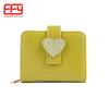 Nueva y moderna cartera de moda con hebilla de amor, tarjetero, dos pliegues, mini cartera corta multifuncional de PU para niñas ins