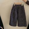 Traje informal de otoño e invierno para niñas de estilo coreano 2024, nueva chaqueta acolchada de algodón sencilla con forro polar y pantalones florales, ropa para niños