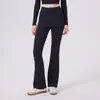 Pantalones de yoga acampanados de dos piezas de imitación de cintura alta para mujer, adecuados para correr, entrenamiento de fitness, Pilates, pantalones deportivos adelgazantes y elásticos