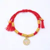 Pulsera de Hilo Rojo Metal Caballo Año Zodiacal 2026 Pulsera Tejida Ajustable para Adultos y Niños Venta al por Mayor